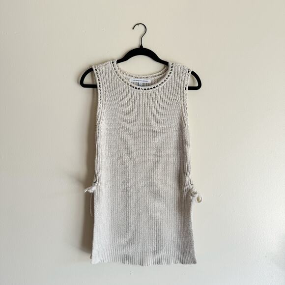 Cupcakes and Cashmere Cream Side Laced Tie Tunic Sleeveless Sweater - Small - Picture 1 of 7